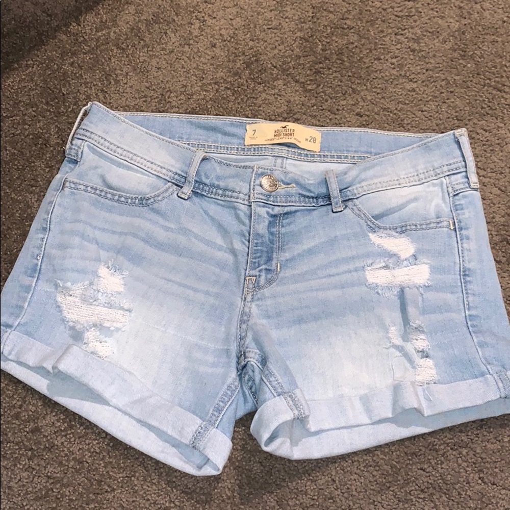 Light Wash Jean Shorts with Rips